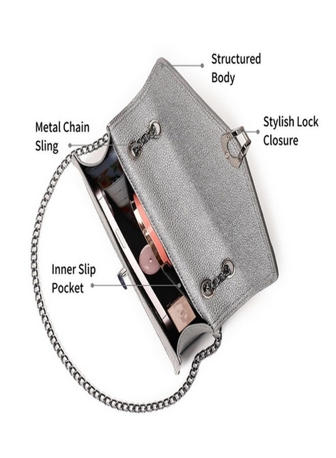 Fastrack Casual Sling Bag with Lock Closure for Girls, Medium Size with Internal Organiser, Handheld Design and Metal Chain Sling - Image 3
